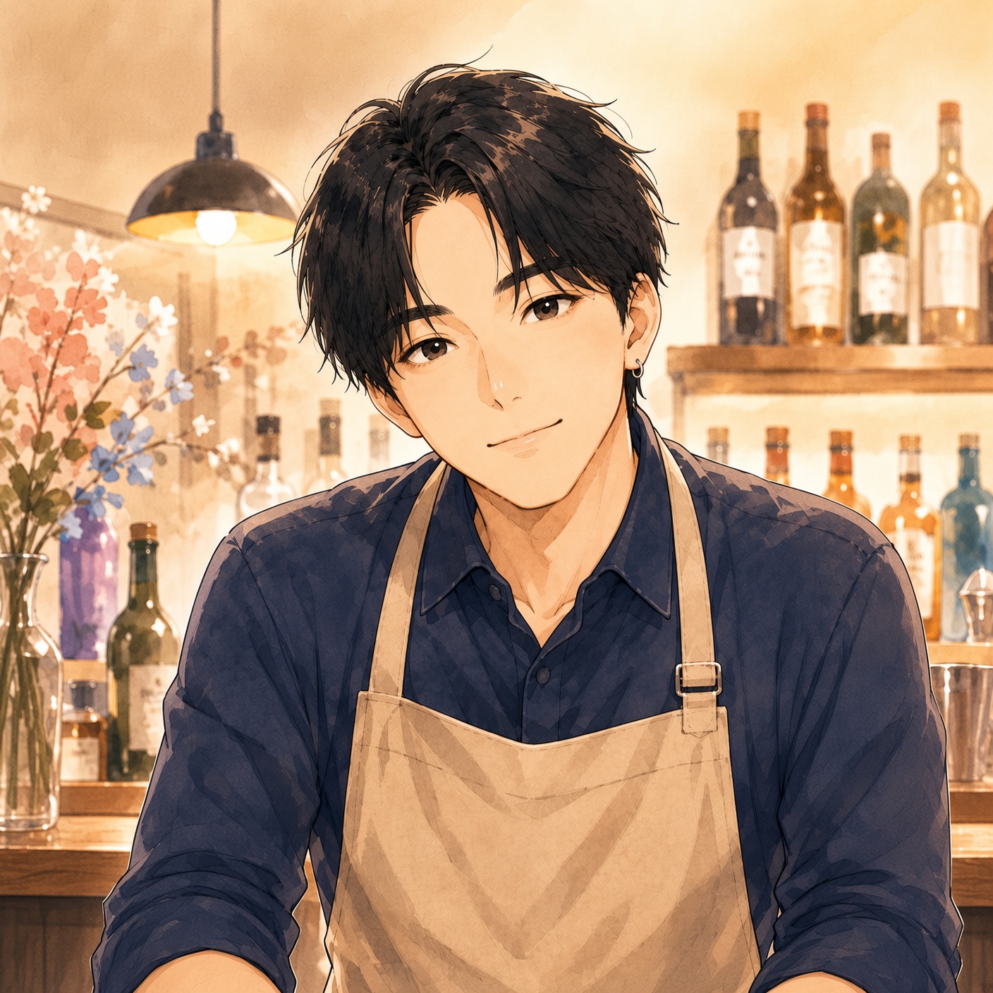 店主の温かいイラスト